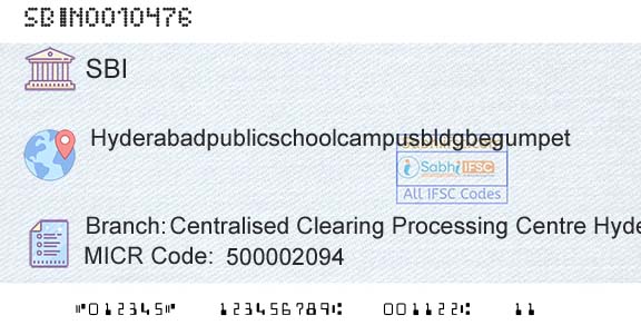 State Bank Of India Centralised Clearing Processing Centre HyderabadBranch 
