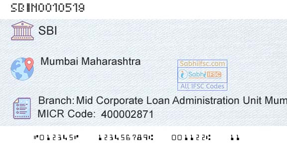 State Bank Of India Mid Corporate Loan Administration Unit MumbaiBranch 