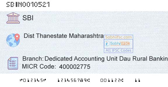 State Bank Of India Dedicated Accounting Unit Dau Rural BankingBranch 