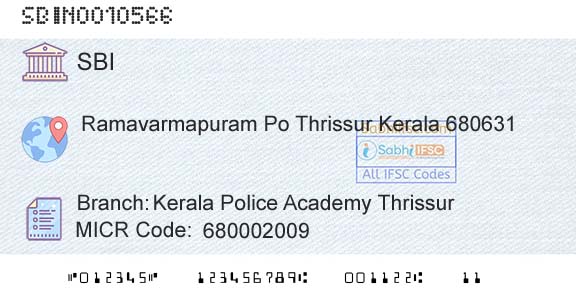 State Bank Of India Kerala Police Academy ThrissurBranch 
