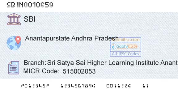 State Bank Of India Sri Satya Sai Higher Learning Institute AnantapurBranch 
