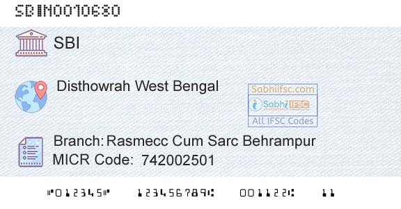 State Bank Of India Rasmecc Cum Sarc BehrampurBranch 
