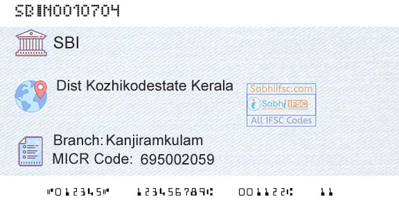 State Bank Of India KanjiramkulamBranch 