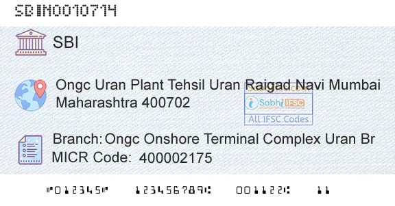 State Bank Of India Ongc Onshore Terminal Complex Uran Br Branch 