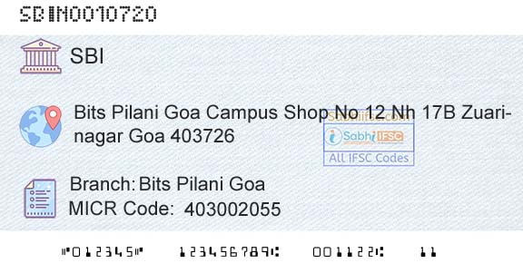 State Bank Of India Bits Pilani Goa Branch 