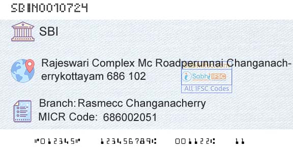 State Bank Of India Rasmecc ChanganacherryBranch 