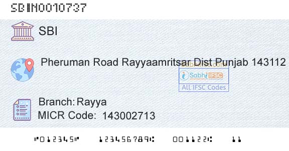 State Bank Of India RayyaBranch 