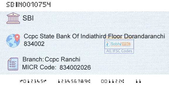 State Bank Of India Ccpc RanchiBranch 