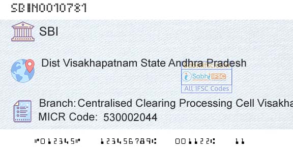 State Bank Of India Centralised Clearing Processing Cell VisakhapatnamBranch 
