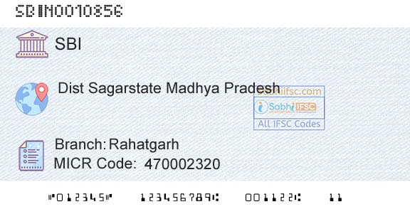 State Bank Of India RahatgarhBranch 