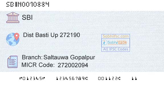 State Bank Of India Saltauwa GopalpurBranch 