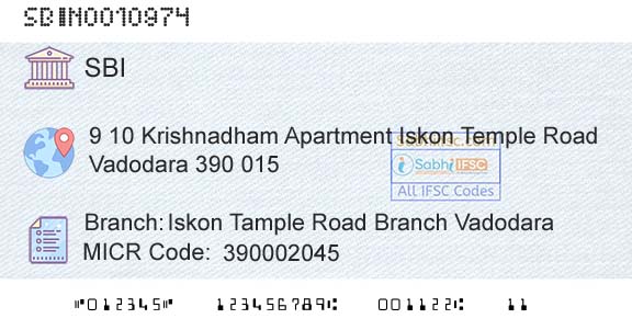 State Bank Of India Iskon Tample Road Branch [vadodara]Branch 
