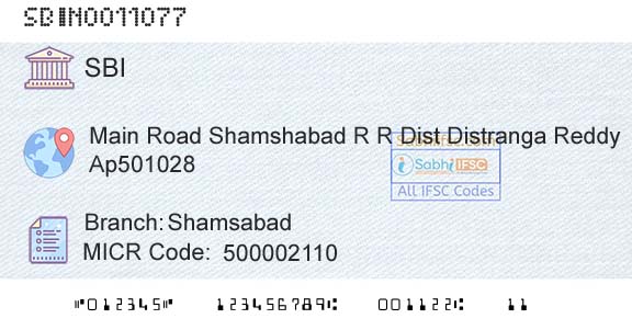 State Bank Of India ShamsabadBranch 