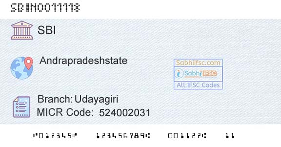 State Bank Of India UdayagiriBranch 
