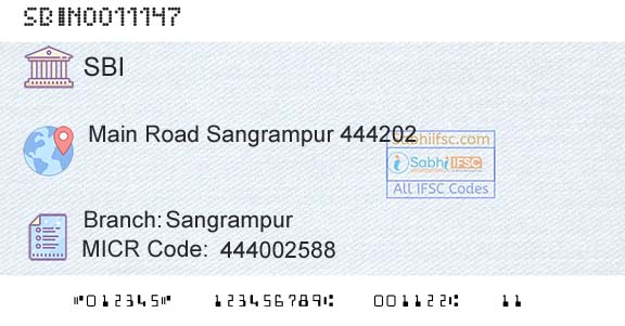State Bank Of India SangrampurBranch 