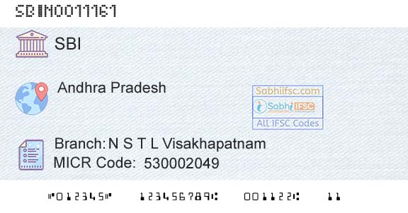 State Bank Of India N S T L VisakhapatnamBranch 