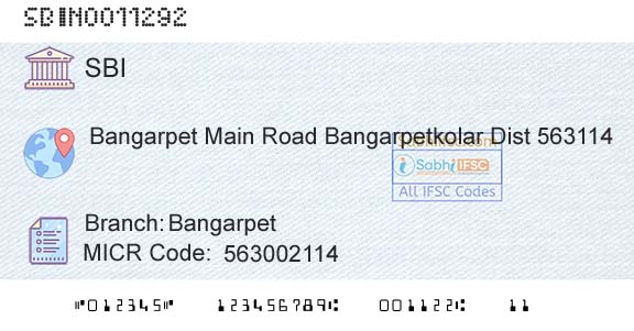State Bank Of India BangarpetBranch 
