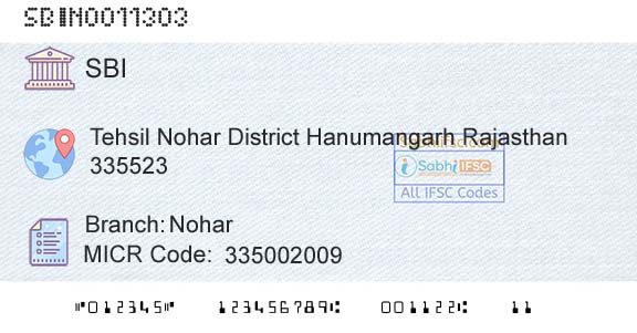 State Bank Of India NoharBranch 
