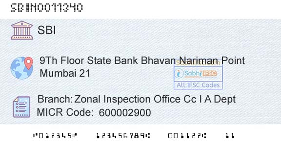 State Bank Of India Zonal Inspection Office Cc I A Dept Branch 