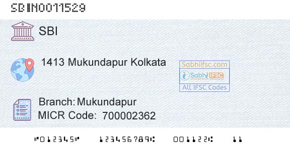 State Bank Of India MukundapurBranch 