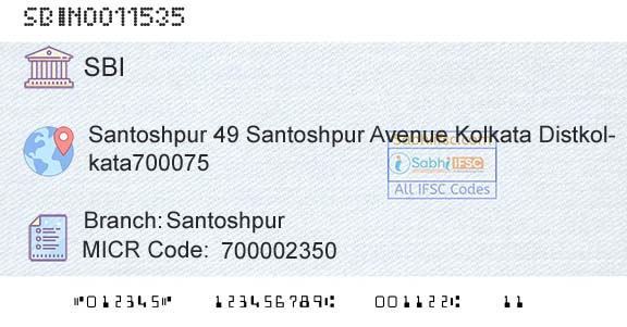 State Bank Of India SantoshpurBranch 