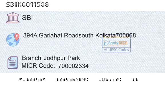 State Bank Of India Jodhpur ParkBranch 