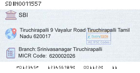 State Bank Of India Srinivasanagar TiruchirapalliBranch 