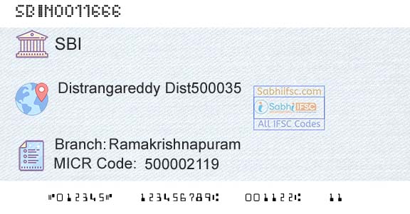 State Bank Of India RamakrishnapuramBranch 