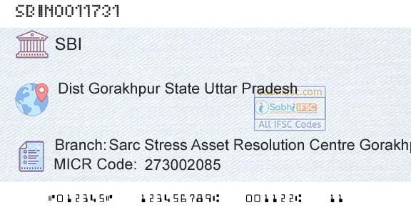 State Bank Of India Sarc Stress Asset Resolution Centre GorakhpurBranch 