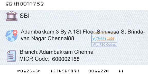 State Bank Of India Adambakkam ChennaiBranch 
