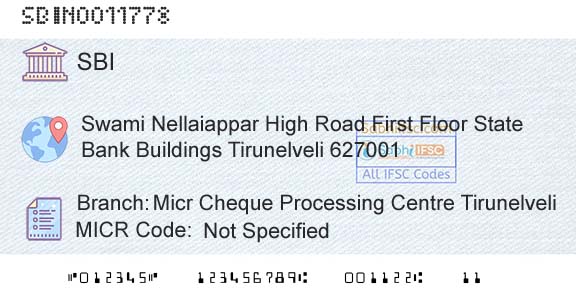 State Bank Of India Micr Cheque Processing Centre TirunelveliBranch 