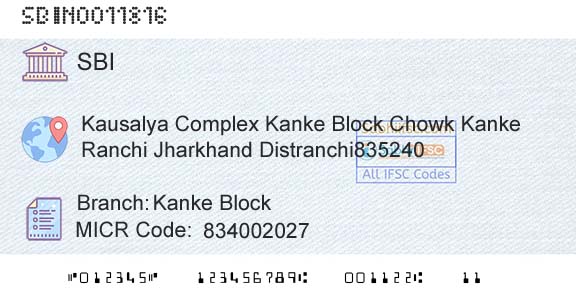 State Bank Of India Kanke BlockBranch 