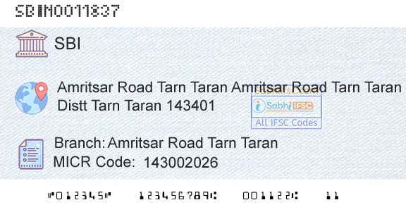 State Bank Of India Amritsar Road Tarn TaranBranch 
