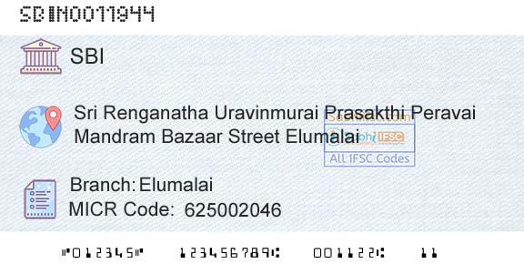 State Bank Of India ElumalaiBranch 