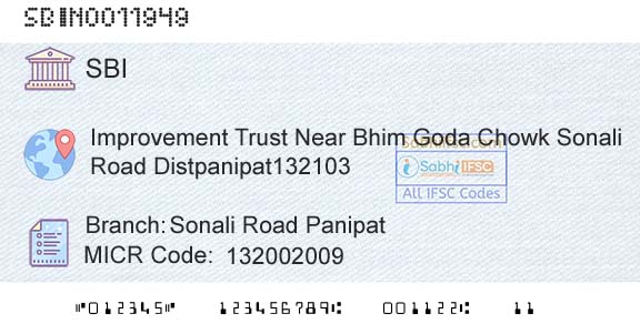 State Bank Of India Sonali Road PanipatBranch 