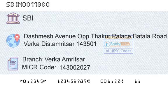 State Bank Of India Verka AmritsarBranch 