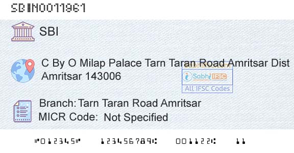 State Bank Of India Tarn Taran Road AmritsarBranch 