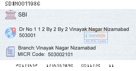 State Bank Of India Vinayak Nagar NizamabadBranch 