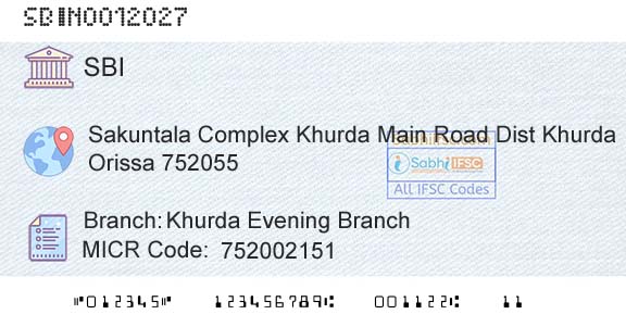 State Bank Of India Khurda Evening BranchBranch 