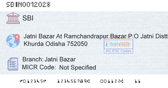 State Bank Of India Jatni BazarBranch 