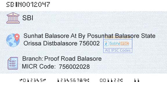 State Bank Of India Proof Road BalasoreBranch 