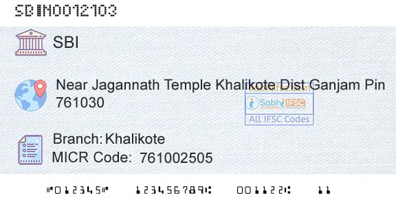 State Bank Of India KhalikoteBranch 