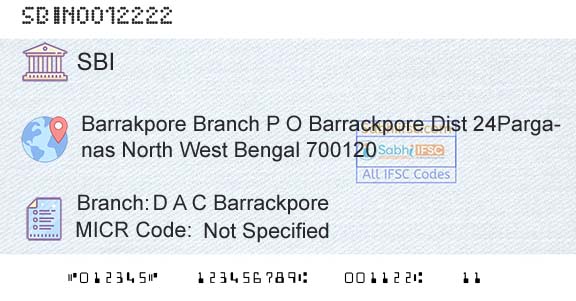 State Bank Of India D A C BarrackporeBranch 