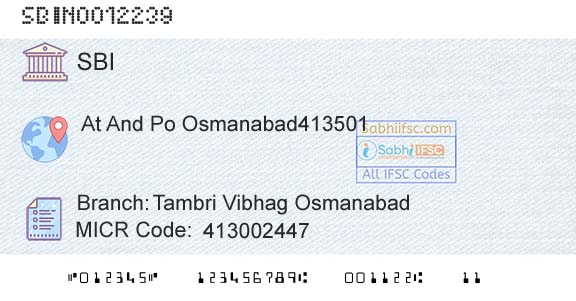State Bank Of India Tambri Vibhag OsmanabadBranch 