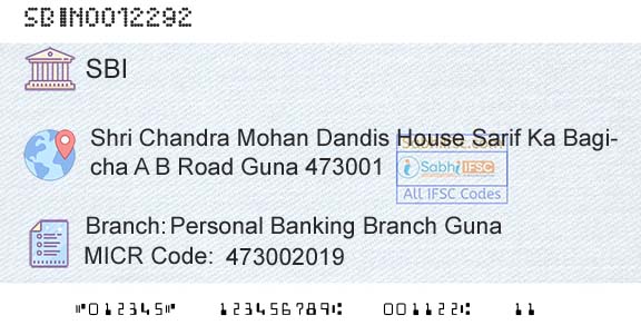 State Bank Of India Personal Banking Branch GunaBranch 