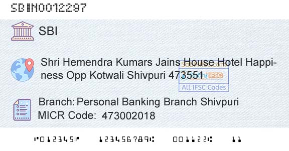 State Bank Of India Personal Banking Branch ShivpuriBranch 