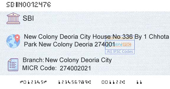 State Bank Of India New Colony Deoria CityBranch 