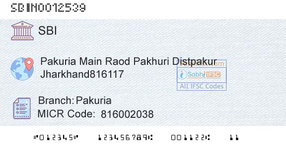 State Bank Of India PakuriaBranch 