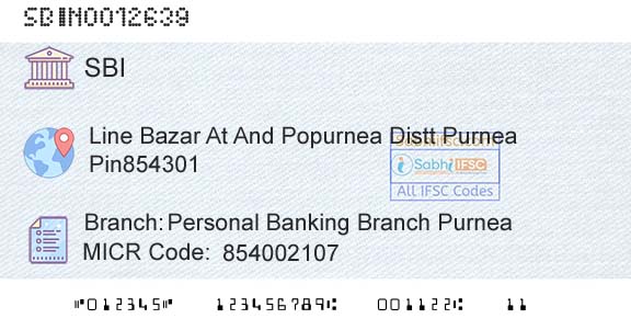 State Bank Of India Personal Banking Branch PurneaBranch 
