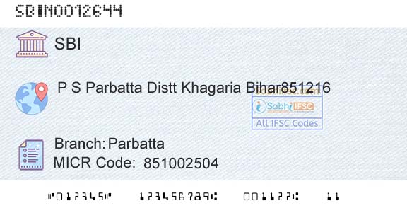 State Bank Of India ParbattaBranch 